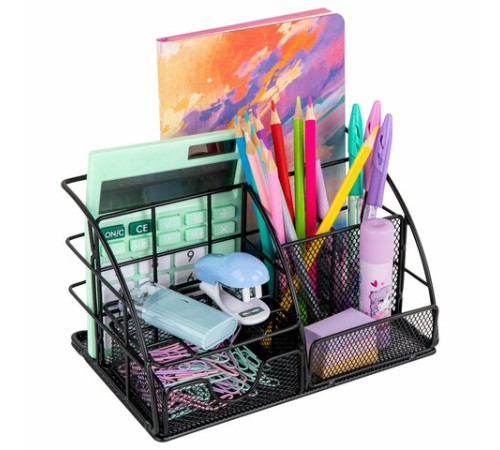 Органайзер для косметики и мелочей металлический 5 секций, MONTE VITA (МОНТЕ ВИТА), 140х220х127 мм, чёрный, 272478