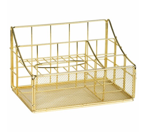 Органайзер для косметики и мелочей металлический 4 секции, MONTE VITA (МОНТЕ ВИТА), 160х240х150 мм, золото, 272479