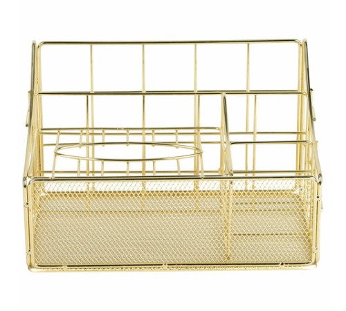 Органайзер для косметики и мелочей металлический 4 секции, MONTE VITA (МОНТЕ ВИТА), 160х240х150 мм, золото, 272479