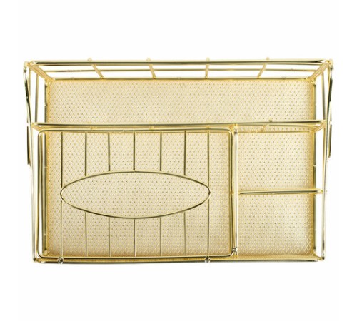 Органайзер для косметики и мелочей металлический 4 секции, MONTE VITA (МОНТЕ ВИТА), 160х240х150 мм, золото, 272479