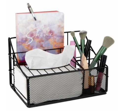 Органайзер для косметики и мелочей металлический 4 секции, MONTE VITA (МОНТЕ ВИТА), 160х240х150 мм, черный, 272480