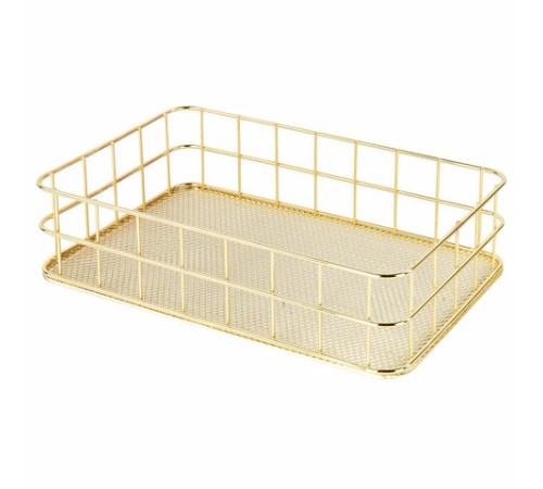 Органайзер-корзинка для косметики и мелочей металлическая MONTE VITA (МОНТЕ ВИТА), 242х162х63 мм, золото, 272481