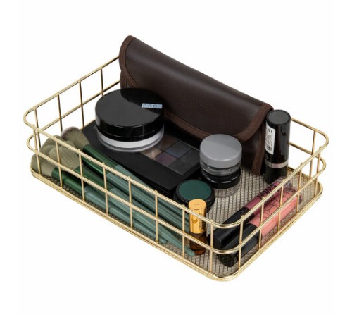 Органайзер-корзинка для косметики и мелочей металлическая MONTE VITA (МОНТЕ ВИТА), 242х162х63 мм, золото, 272481