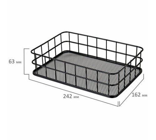 Органайзер-корзинка для косметики и мелочей металлическая MONTE VITA (МОНТЕ ВИТА), 242х162х63 мм, черный, 272482