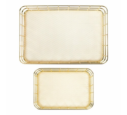 Органайзер для косметики корзинка 2 штуки из металла MONTE VITA (МОНТЕ ВИТА), 24х16х6,3 см + 17х12х6 см, золото, 272483