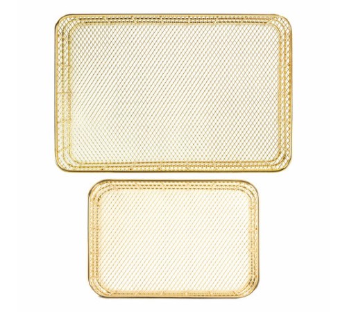 Органайзер для косметики корзинка 2 штуки из металла MONTE VITA (МОНТЕ ВИТА), 24х16х6,3 см + 17х12х6 см, золото, 272483