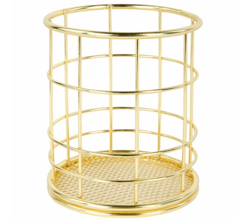 Органайзер-стаканчик для косметики и мелочей MONTE VITA (МОНТЕ ВИТА), металлический, 100х90 мм, золото, 272486