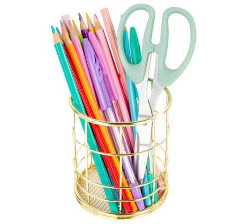 Органайзер-стаканчик для косметики и мелочей MONTE VITA (МОНТЕ ВИТА), металлический, 100х90 мм, золото, 272486