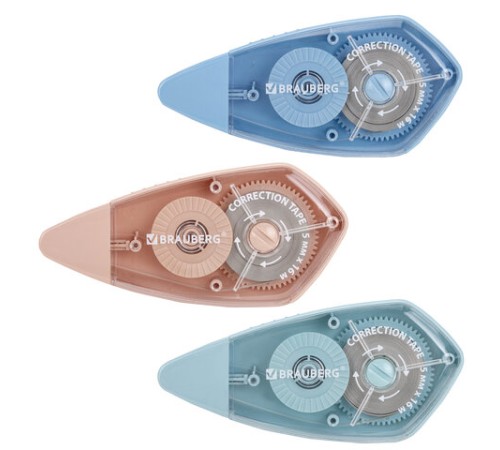 Корректирующая лента BRAUBERG REWIND, 5 мм х 16 м, ВЫГОДНАЯ УПАКОВКА 3 штуки в блистере, механизм перемотки, 272491