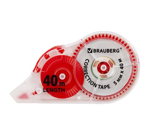 Корректирующая лента BRAUBERG EXTRA LENGTH, 5 мм х 40 м, механизм перемотки, корпус прозрачный, блистер, 272502