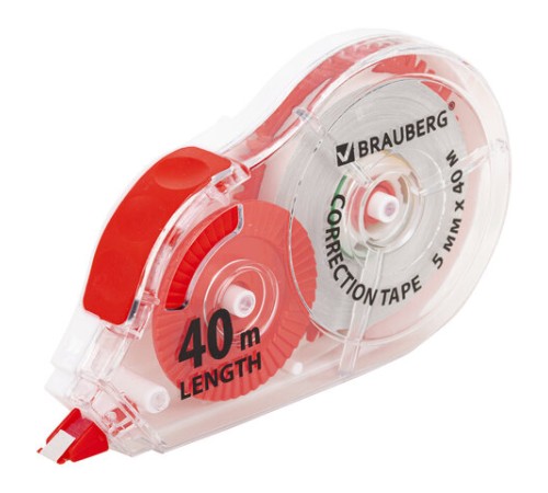 Корректирующая лента BRAUBERG EXTRA LENGTH, 5 мм х 40 м, механизм перемотки, корпус прозрачный, блистер, 272502