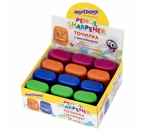 Точилка с контейнером для простых и утолщенных карандашей ЮНЛАНДИЯ 