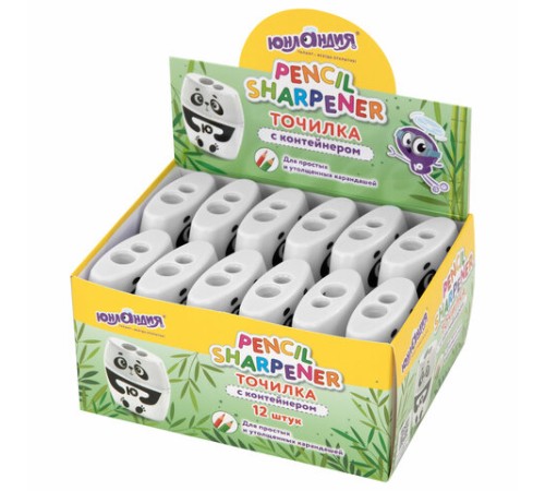 Точилка с контейнером для простых и утолщенных карандашей ЮНЛАНДИЯ 