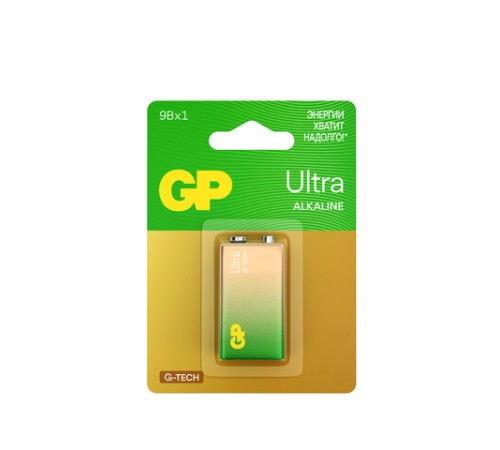 Батарейка 1 шт., GP Ultra G-Tech, Крона (6LR61, 6LF22, 1604A), алкалиновая, блистер, 1604AU-5CR1 Батарейка 1 шт., GP Ultra G-Tech, Крона (6LR61, 6LF22, 1604A), алкалиновая, блистер, 1604AU-5CR1