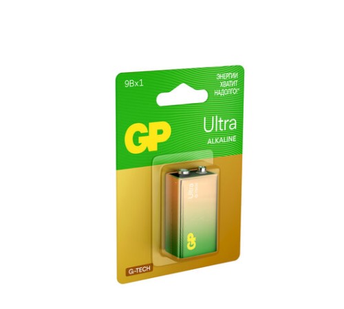 Батарейка 1 шт., GP Ultra G-Tech, Крона (6LR61, 6LF22, 1604A), алкалиновая, блистер, 1604AU-5CR1 Батарейка 1 шт., GP Ultra G-Tech, Крона (6LR61, 6LF22, 1604A), алкалиновая, блистер, 1604AU-5CR1