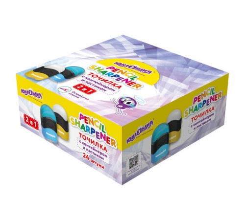 Точилка с контейнером и ластиком ЮНЛАНДИЯ 