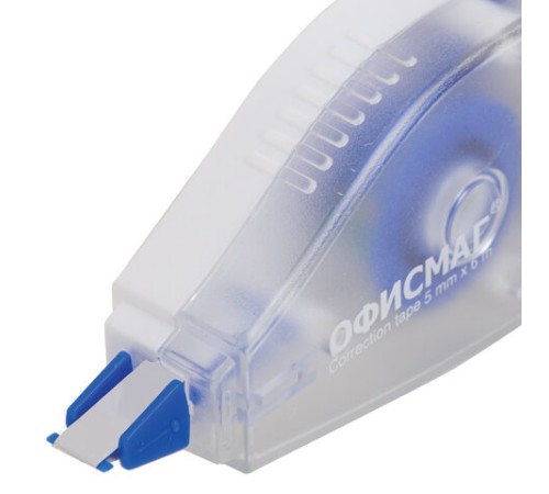 Корректирующая лента ОФИСМАГ N1, 5 мм х 6 м, прозрачно-синий корпус, механизм перемотки, блистер, 272659