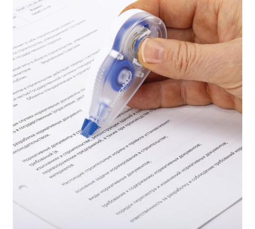 Корректирующая лента ОФИСМАГ N1, 5 мм х 6 м, прозрачно-синий корпус, механизм перемотки, блистер, 272659