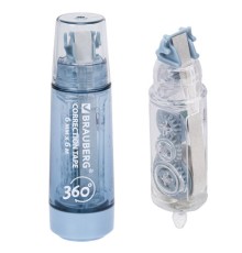 Корректирующая лента BRAUBERG 360°, 6 мм х 6 м + сменный картридж, корпус синий, блистер, 272661