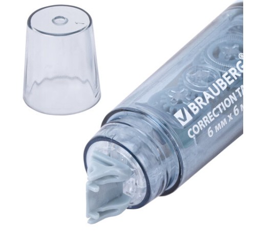 Корректирующая лента BRAUBERG 360°, 6 мм х 6 м + сменный картридж, корпус синий, блистер, 272661