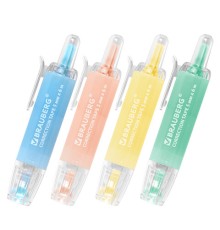 Корректирующая лента BRAUBERG PASTEL 360, 5 мм х 6 м, ассорти, автоматическая, блистер, 272662