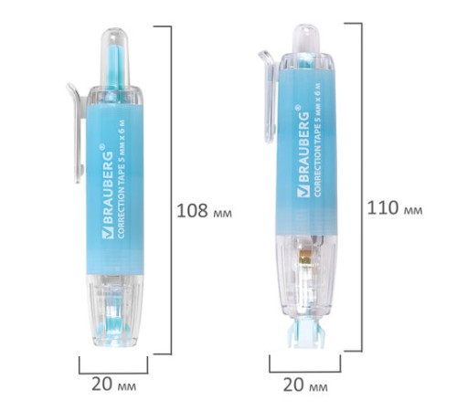 Корректирующая лента BRAUBERG PASTEL 360, 5 мм х 6 м, ассорти, автоматическая, блистер, 272662