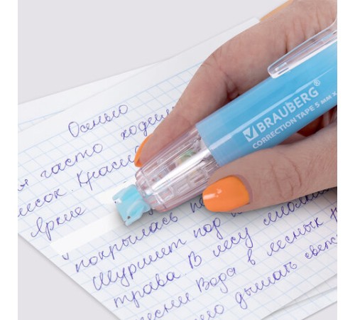 Корректирующая лента BRAUBERG PASTEL 360, 5 мм х 6 м, ассорти, автоматическая, блистер, 272662