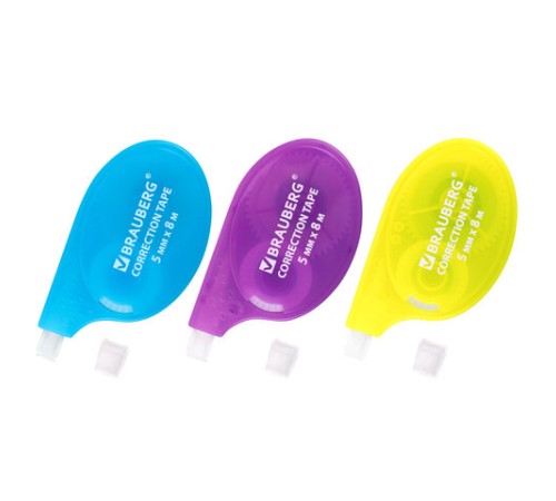 Корректирующая лента BRAUBERG ULTRA NEON, 5 мм х 8 м, цвет ассорти, блистер, 272664