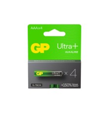 Батарейки КОМПЛЕКТ 4 шт., GP Ultra Plus G-Tech, AAA (LR03), алкалиновые, мизинчиковые, 24AUPA21-2CRSB4