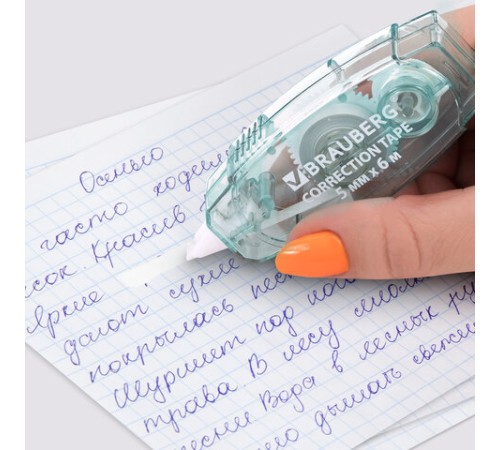 Корректирующая лента BRAUBERG PASTEL, 5 мм х 6 м, ассорти, блистер, 272666