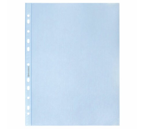Папки-файлы перфорированные СИНИЕ А4 BRAUBERG, комплект 100 шт., гладкие, 35 мкм, 272675