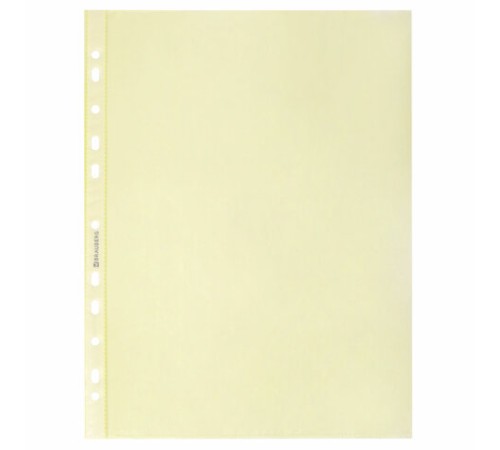 Папки-файлы перфорированные ЖЕЛТЫЕ А4 BRAUBERG, комплект 100 шт., гладкие, 35 мкм, 272678