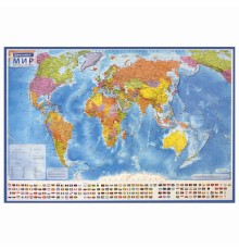Карта мира политическая 101х70 см, 1:32М, с ламинацией, интерактивная, в тубусе, BRAUBERG, 112382