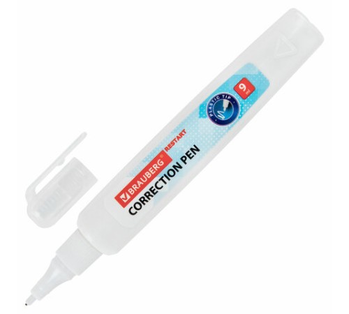 Ручка-корректор с улучшенным пластиковым наконечником BRAUBERG RESTART, 9 мл, 272685
