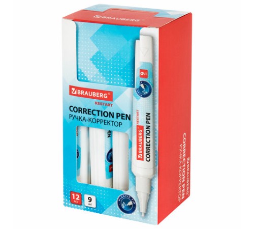 Ручка-корректор с улучшенным пластиковым наконечником BRAUBERG RESTART, 9 мл, 272685