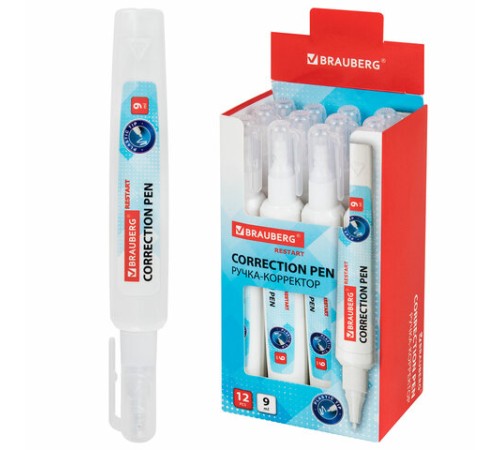 Ручка-корректор с улучшенным пластиковым наконечником BRAUBERG RESTART, 9 мл, 272685