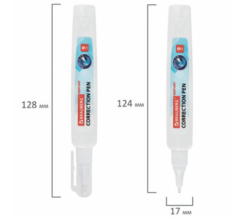 Ручка-корректор с улучшенным пластиковым наконечником BRAUBERG RESTART, 9 мл, 272685