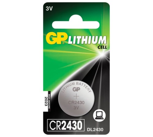 Батарейка литиевая GP Lithium CR2430 "таблетка, дисковая, кнопочная" 1 шт., блистер, CR2430-8C1 Батарейка литиевая GP Lithium CR2430 "таблетка, дисковая, кнопочная" 1 шт., блистер, CR2430-8C1