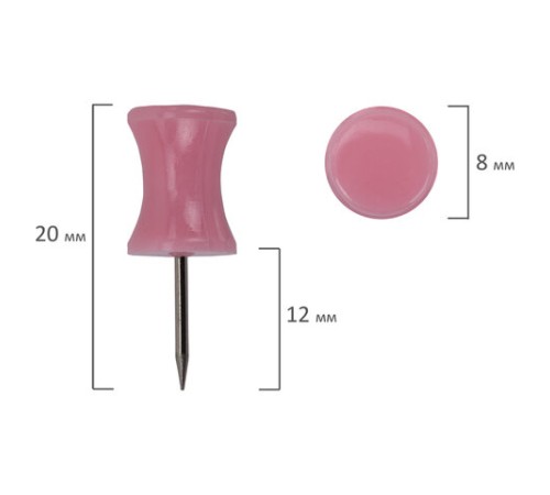 Силовые кнопки-гвоздики BRAUBERG PASTEL, пастельные цвета, 30 штук, 12 мм, 272756