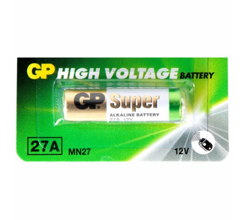 Батарейка GP High Voltage, 27 A, алкалиновая, для сигнализаций, 1 шт., в блистере (отрывной блок), 27AFRA-2C5 Батарейка GP High Voltage, 27 A, алкалиновая, для сигнализаций, 1 шт., в блистере (отрывной блок), 27AFRA-2C5