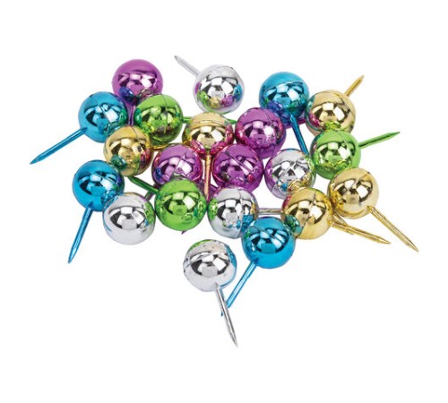 Силовые кнопки-гвоздики BRAUBERG METALLIC, цвет ассорти металлик (шарики), 50 штук, 10 мм, 272757