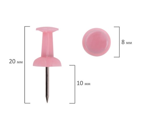 Силовые кнопки-гвоздики BRAUBERG PASTEL, пастельные цвета, 50 штук, 10 мм, 272758