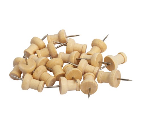 Силовые кнопки-гвоздики BRAUBERG WOOD, деревянные, 30 штук, 10 мм, 272759