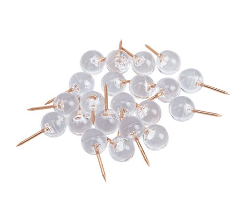 Силовые кнопки-гвоздики BRAUBERG CLEAR & GOLD, прозрачные с золотистым (шарики), 100 штук, 11 мм, 272760