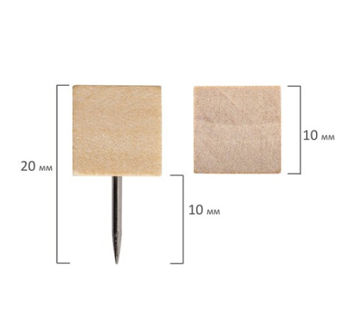 Силовые кнопки-гвоздики BRAUBERG WOOD, деревянные (кубики), 50 штук, 10 мм, 272762