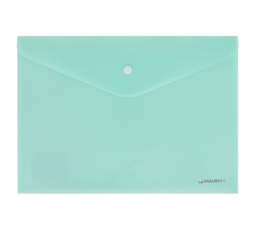 Папка-конверт с кнопкой А4, КОМПЛЕКТ 5 шт., пастельные цвета ассорти, BRAUBERG 