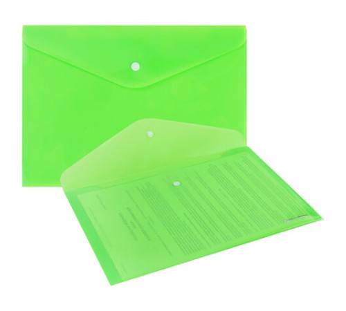 Папка-конверт с кнопкой А4, КОМПЛЕКТ 8 шт., яркие неоновые цвета ассорти, BRAUBERG 