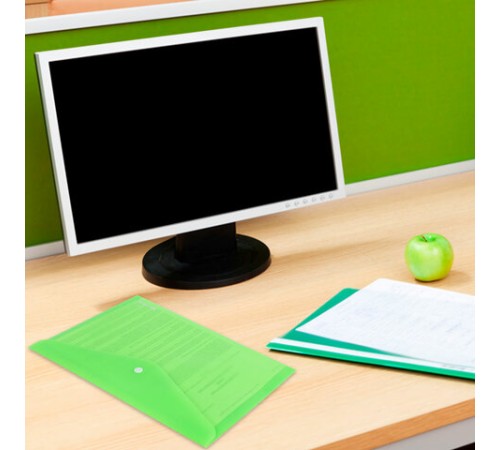 Папка-конверт с кнопкой А4, КОМПЛЕКТ 5 шт., яркие неоновые цвета ассорти, BRAUBERG 