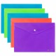 Папка-конверт с кнопкой А4, КОМПЛЕКТ 5 шт., яркие неоновые цвета ассорти, BRAUBERG 