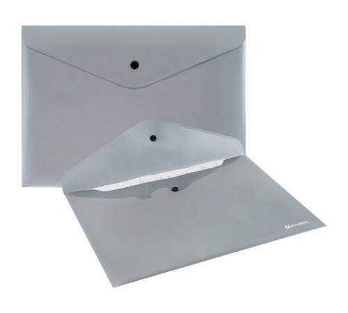 Папка-конверт с кнопкой СЕРЕБРИСТАЯ BRAUBERG 